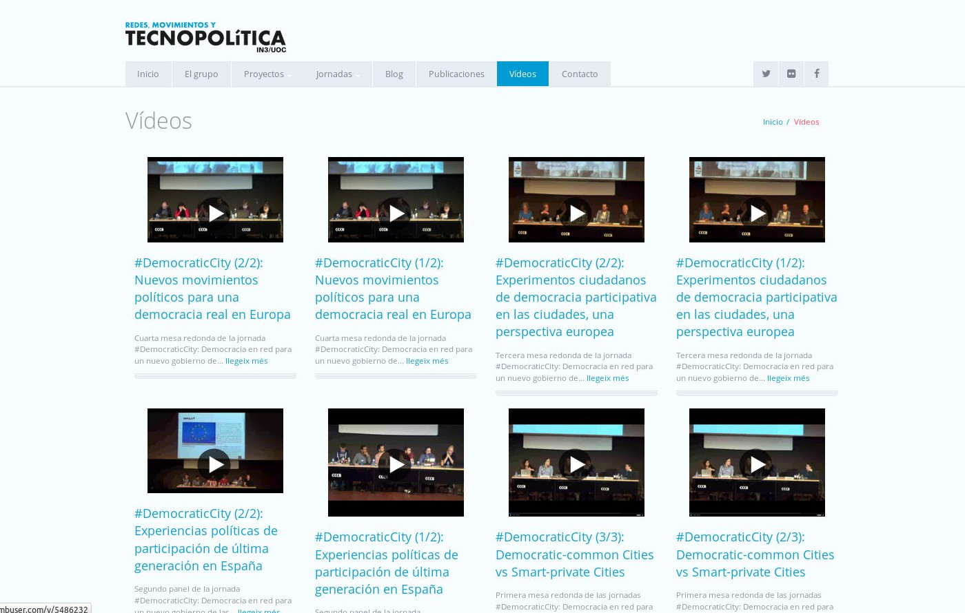 Web del grup de recerca del In3 "Redes, Movimientos y Tecnopolítica" (videos)